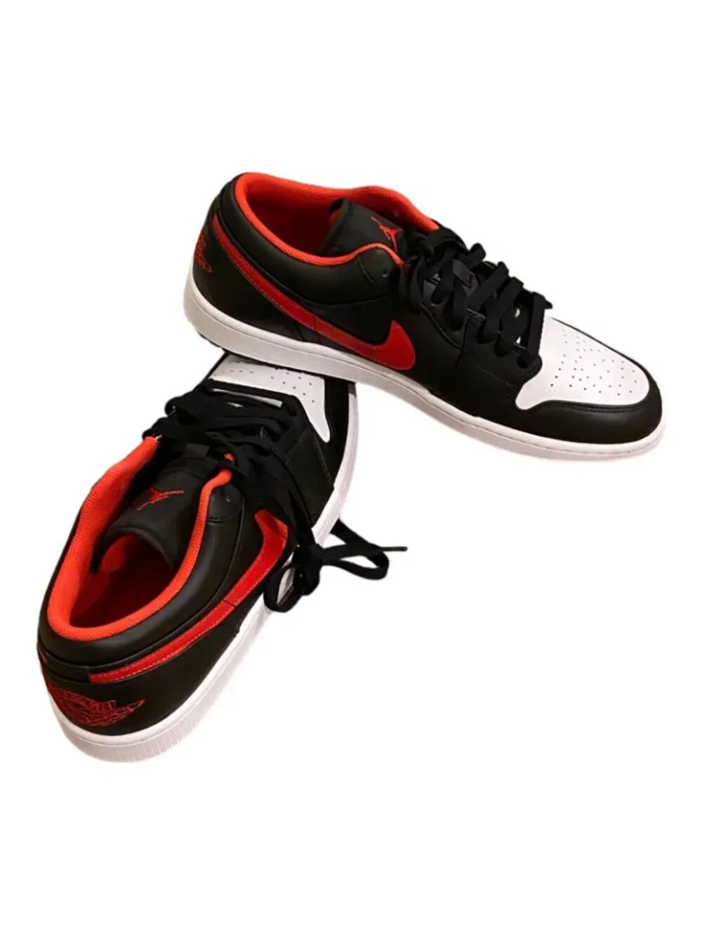 Nike Air Jordan 1 Low White Toe Shoes Black Fire Red 553558-063 Men's NEW Sz: 12